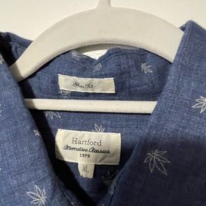 Hartford Slim Fit Classic Button Down - Size XL. Cannabis print